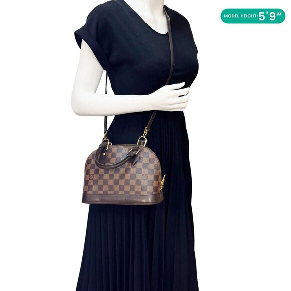 Louis Vuitton  Alma BB Damier Ebene Satchel Shoulder Bag Brown - Picture 2 of 10